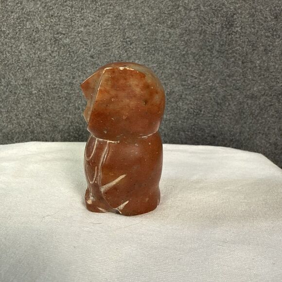 HAND CARVED MARBLE SCULPTURE STONE OWL FIGURINE 2.25” Jasper? - Picture 2 of 7